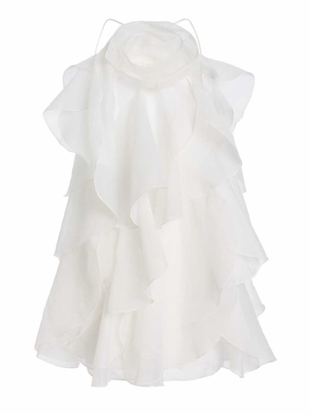 Aje White Ruffled Mini Dress